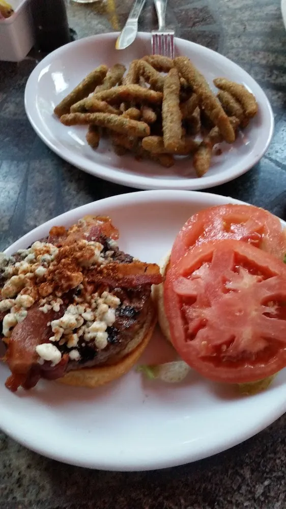 Cajun Burger with Fried Green Beans