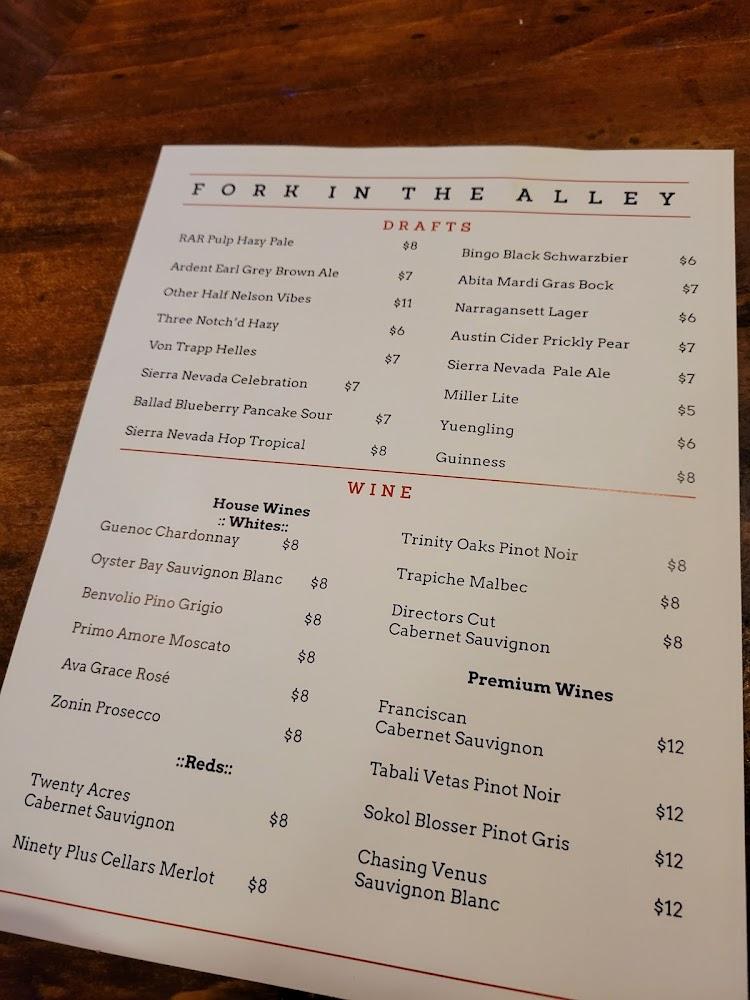 Fork in the Alley Menu image 3